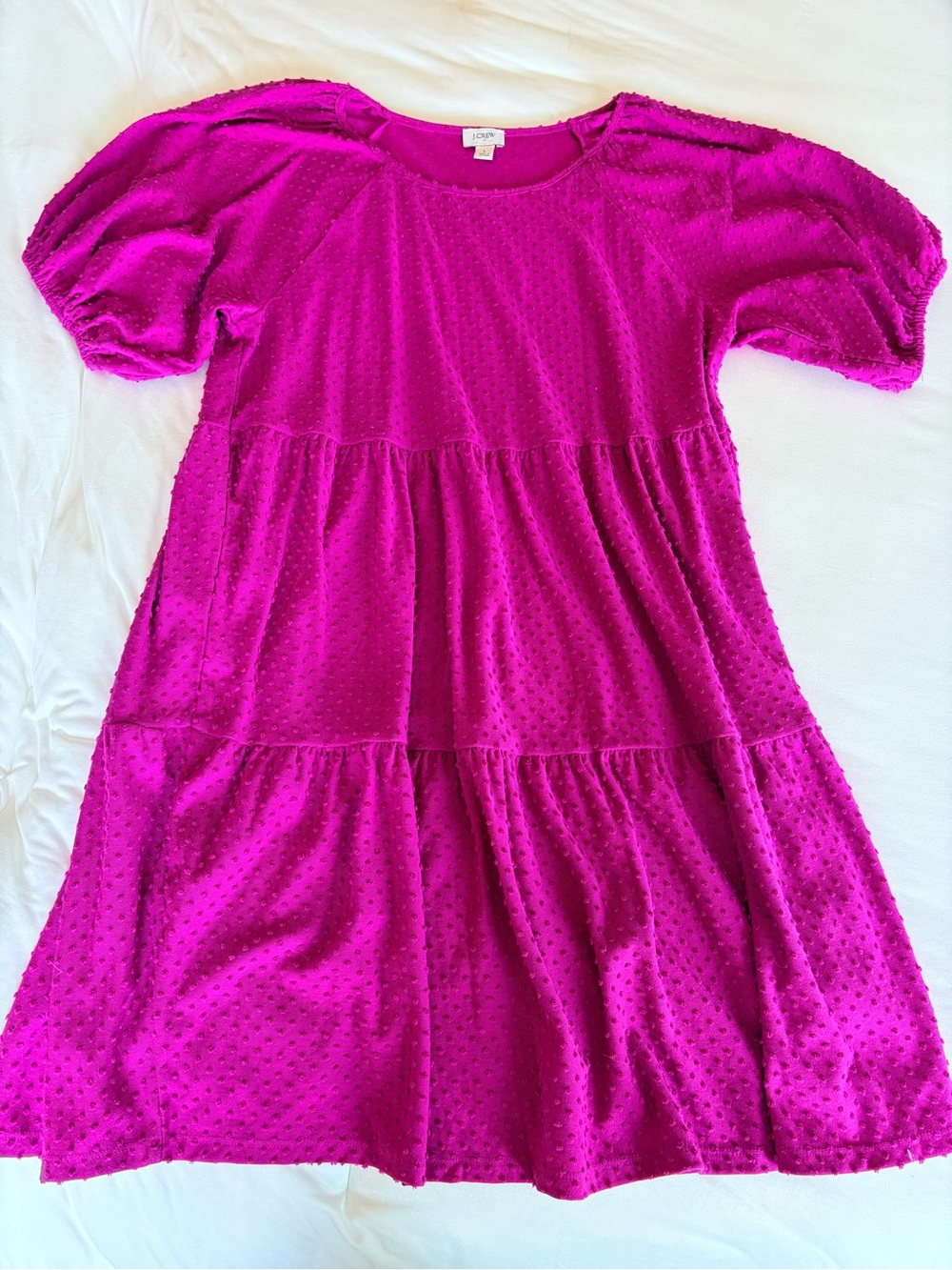 J. Crew Women’s Bright Fuchsia Tiered Dot Dress